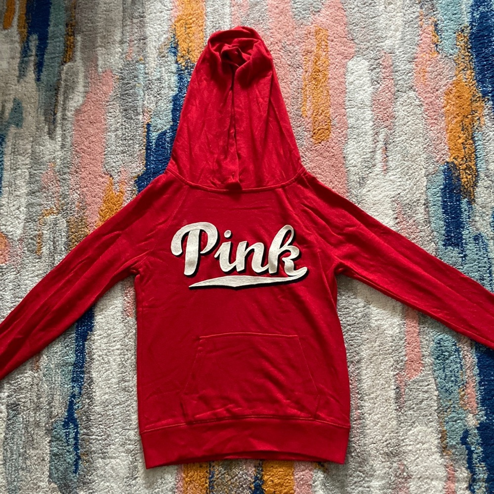 Red Hoodie with White Lettering